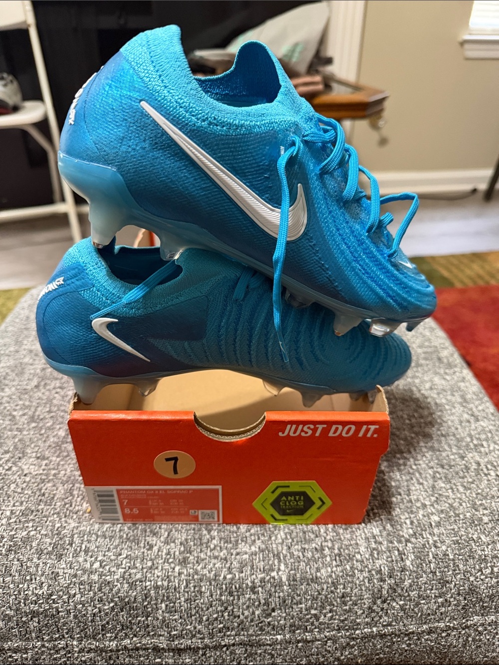 Nike phantom GX 2 ELITE Youth Blue Soccer Cleats with White Swoosh